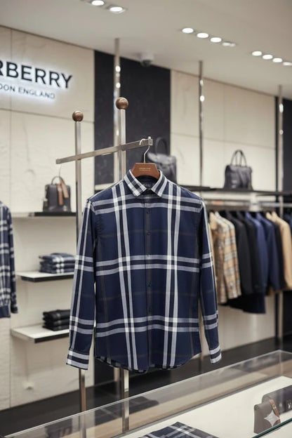 BURBERRY LONDON ||  Men’s Button-Down Shirt – Plaid Check – Slim Fit