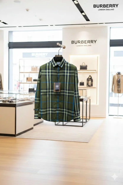 BURBERRY LONDON ||  Men’s Button-Down Shirt – Plaid Check – Slim Fit