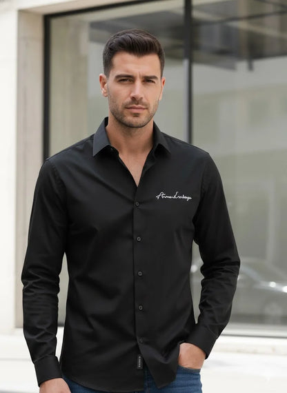 ARM*NI EXCH*NGE || Men's Slim-Fit Script Logo Button-Down Shirt
