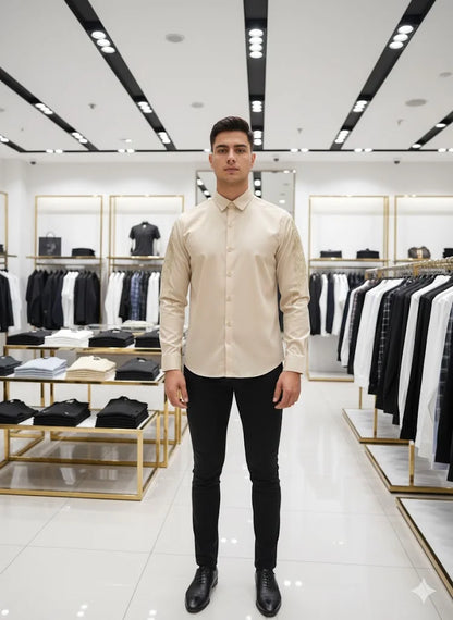 ARM*NI EXCH*NGE || Men's Wing Embroidered Long-Sleeve Slim Fit Shirt