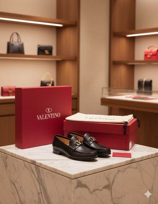 VALENTINO GARAVANI || VLogo Signature Leather Loafers in Black