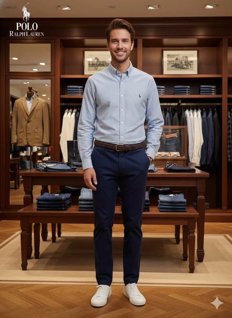 POLO RALPH LAUREN || Men’s Custom Fit Oxford Shirt - 100% 2-Ply Cotton Button-Down- FASHION MYST