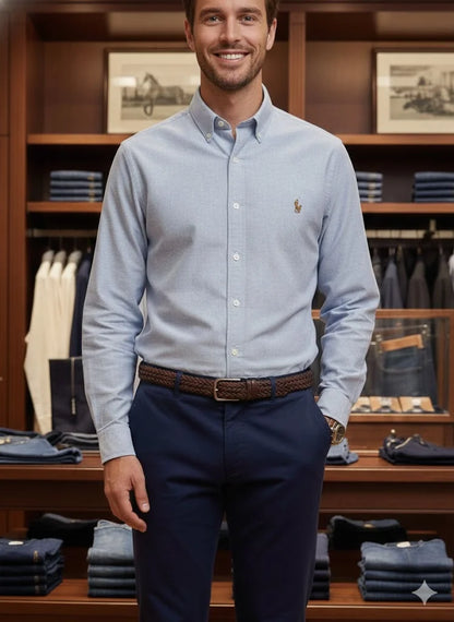 POLO RALPH LAUREN || Men’s Custom Fit Oxford Shirt - 100% 2-Ply Cotton Button-Down- FASHION MYST
