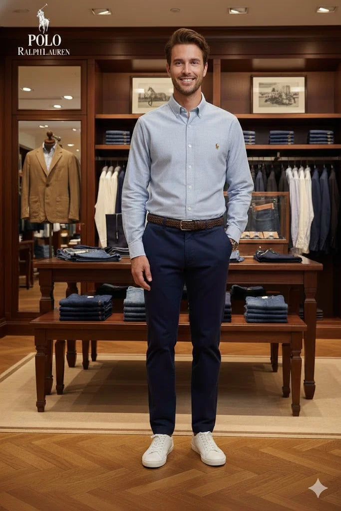 POLO RALPH LAUREN || Men’s Custom Fit Oxford Shirt - 100% 2-Ply Cotton Button-Down- FASHION MYST