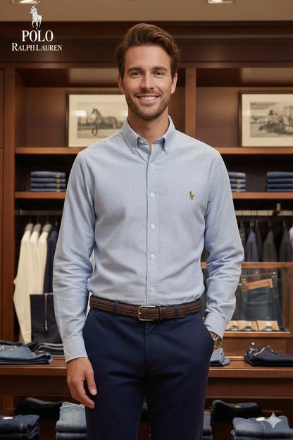 POLO RALPH LAUREN || Men’s Custom Fit Oxford Shirt - 100% 2-Ply Cotton Button-Down- FASHION MYST