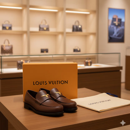 LOUIS VUITTON || LV Oxford Loafer in Burgundy Leather