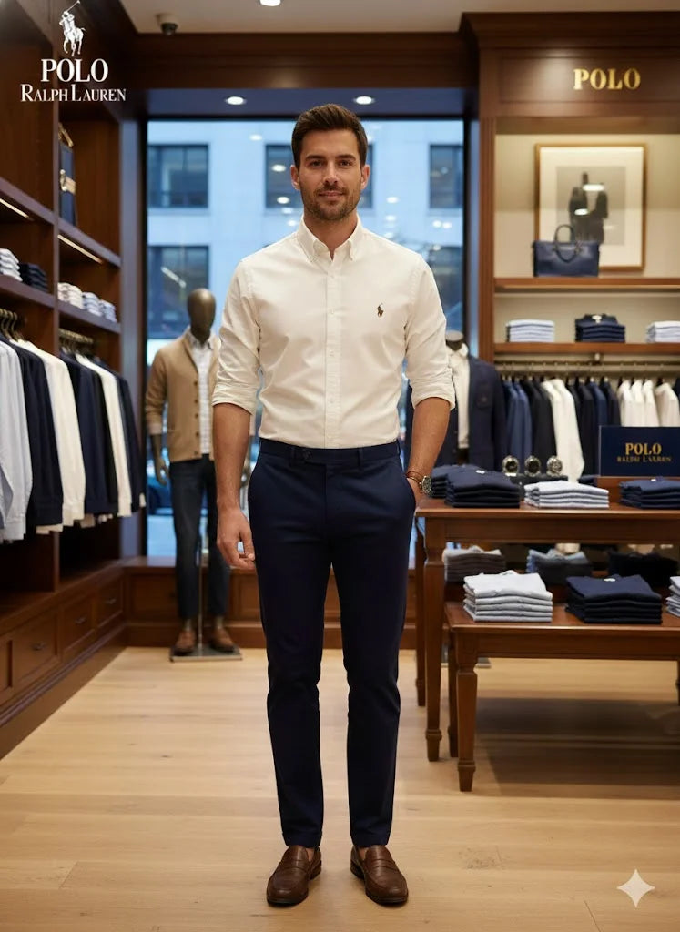 POLO RALPH LAUREN || Men’s Custom Fit Oxford Shirt - 100% 2-Ply Cotton Button-Down- FASHION MYST