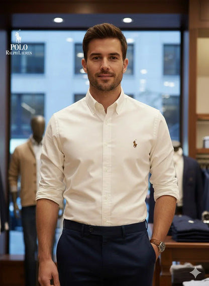 POLO RALPH LAUREN || Men’s Custom Fit Oxford Shirt - 100% 2-Ply Cotton Button-Down- FASHION MYST