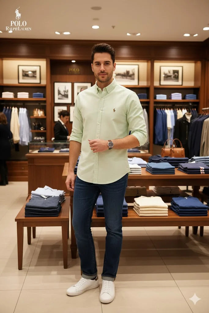 POLO RALPH LAUREN || Men’s Custom Fit Oxford Shirt - 100% 2-Ply Cotton Button-Down- FASHION MYST