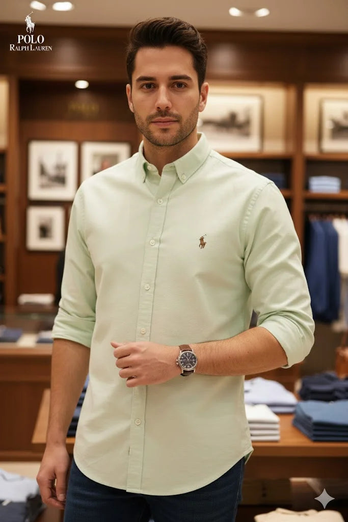 POLO RALPH LAUREN || Men’s Custom Fit Oxford Shirt - 100% 2-Ply Cotton Button-Down- FASHION MYST