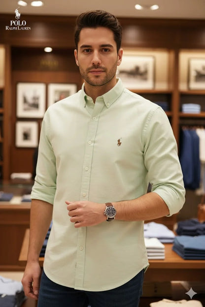 POLO RALPH LAUREN || Men’s Custom Fit Oxford Shirt - 100% 2-Ply Cotton Button-Down- FASHION MYST
