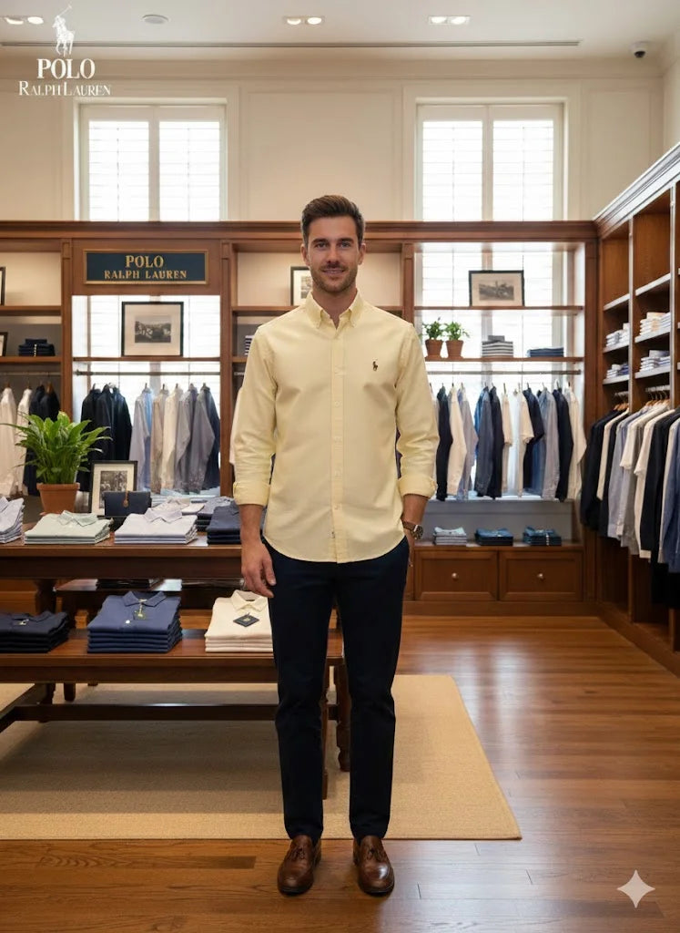 POLO RALPH LAUREN || Men’s Custom Fit Oxford Shirt - 100% 2-Ply Cotton Button-Down- FASHION MYST