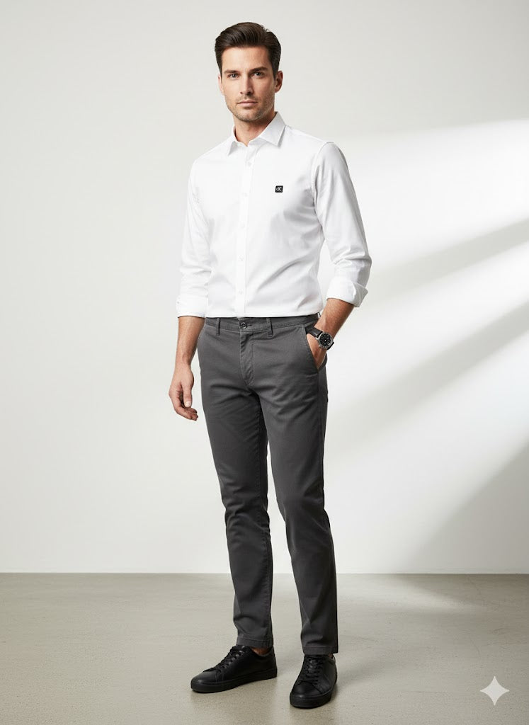 CALVIN KLIEN || Men’s Slim-Fit Liquid Cotton Dress Shirt – Premium Long Sleeve Button-Down