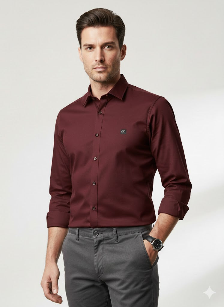 CALVIN KLIEN || Men’s Slim-Fit Liquid Cotton Dress Shirt – Premium Long Sleeve Button-Down