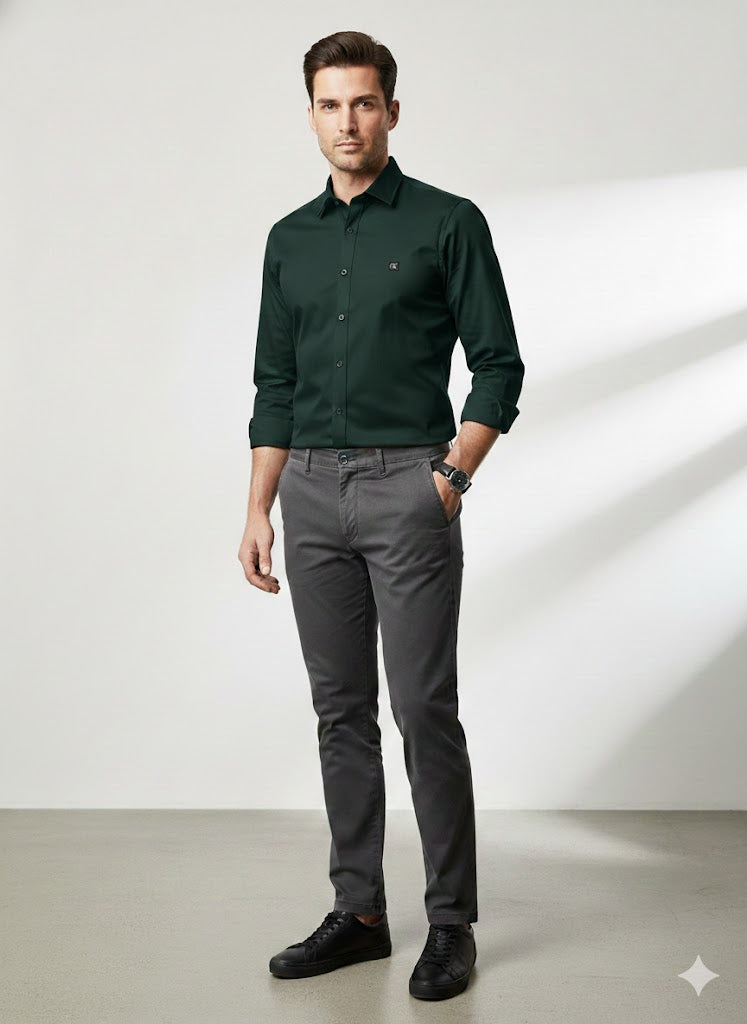 CALVIN KLIEN || Men’s Slim-Fit Liquid Cotton Dress Shirt – Premium Long Sleeve Button-Down