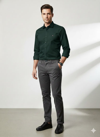 CALVIN KLIEN || Men’s Slim-Fit Liquid Cotton Dress Shirt – Premium Long Sleeve Button-Down