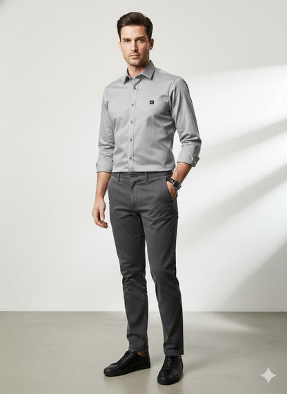 CALVIN KLIEN || Men’s Slim-Fit Liquid Cotton Dress Shirt – Premium Long Sleeve Button-Down