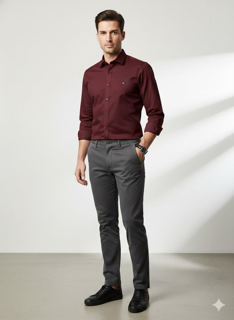 CALVIN KLIEN || Men’s Slim-Fit Liquid Cotton Dress Shirt – Premium Long Sleeve Button-Down