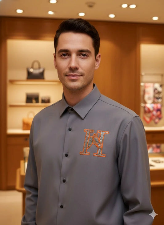 HERMES || "H-Equus" Signature Embroidered Button-Down – Limited Edition Luxury Dress Shirt