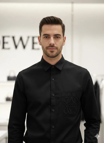 LOEWE || Men’s Anagram Embroidered Patch Pocket Button-Down Shirt