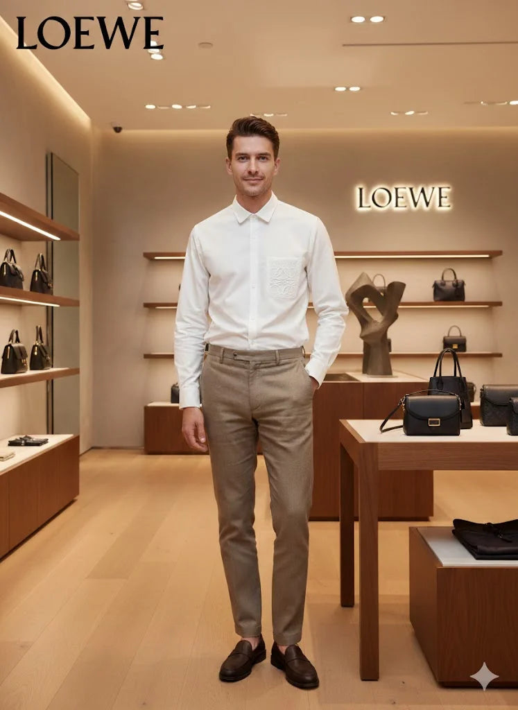 LOEWE || Men’s Anagram Embroidered Patch Pocket Button-Down Shirt