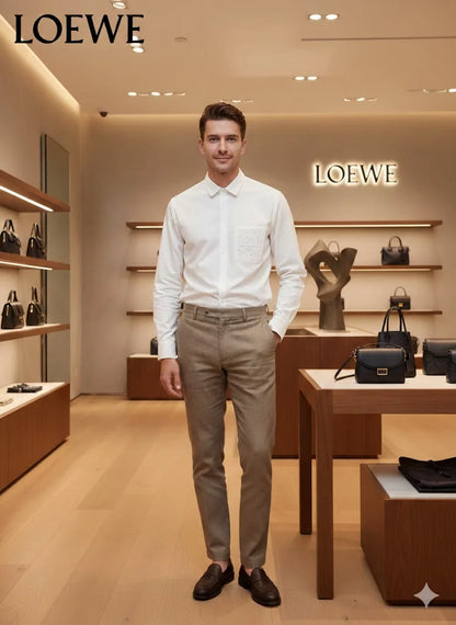 LOEWE || Men’s Anagram Embroidered Patch Pocket Button-Down Shirt