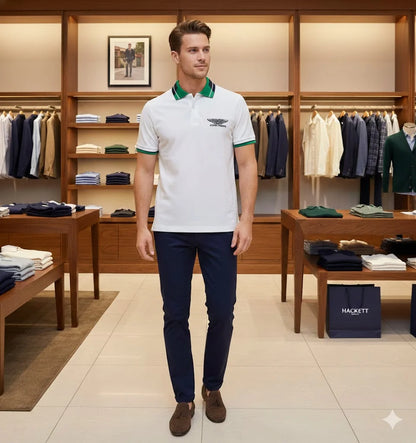 Hackett London x Aston Martin Racing (AMR) Men’s Contrast Collar Polo T-Shirt