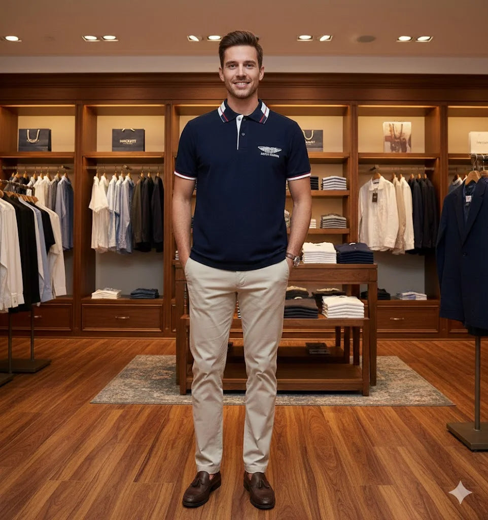 Hackett London x Aston Martin Racing (AMR) Men’s Contrast Collar Polo T-Shirt