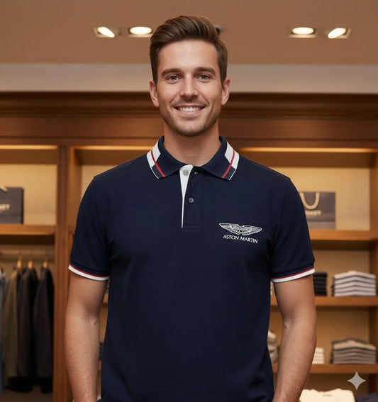 Hackett London x Aston Martin Racing (AMR) Men’s Contrast Collar Polo T-Shirt