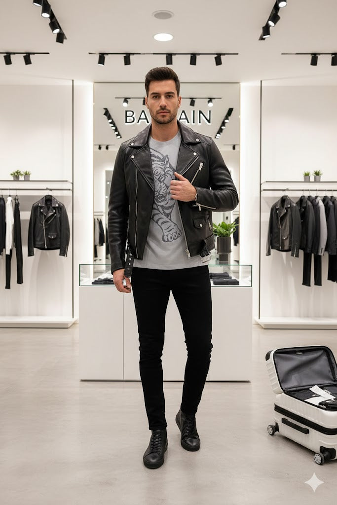 Balmain || Men's Rhinestone Tiger Graphic T-Shirt - Luxury Slim Fit Cotton Tee