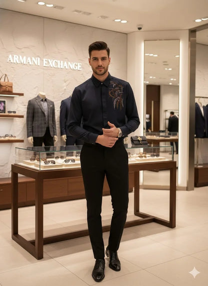 EMP*RIO ARM*NI || EA7 Men's Slim-Fit Rhinestone Embellished Button-Down Shirt