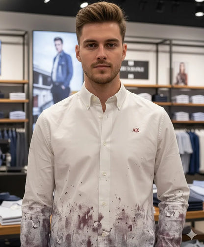 ARM*NI EXCH*NGE || Men’s Paint Splatter Ombré Slim Fit Button-Down Shirt