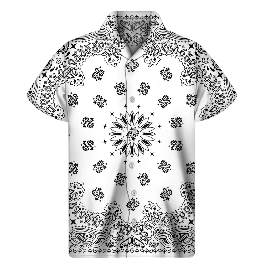 AMIRI || Black Paisley Bandana Print Men's Short Sleeves Shirt - FASHION MYST 