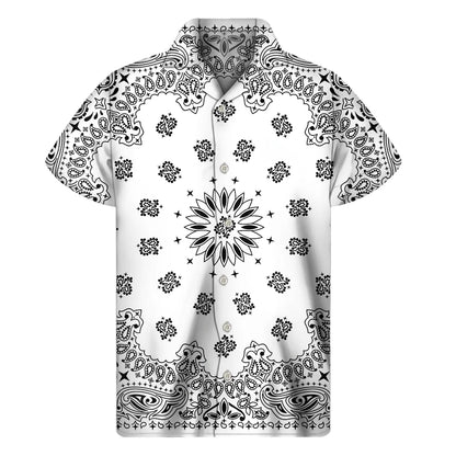 AMIRI || Black Paisley Bandana Print Men's Short Sleeves Shirt - FASHION MYST 