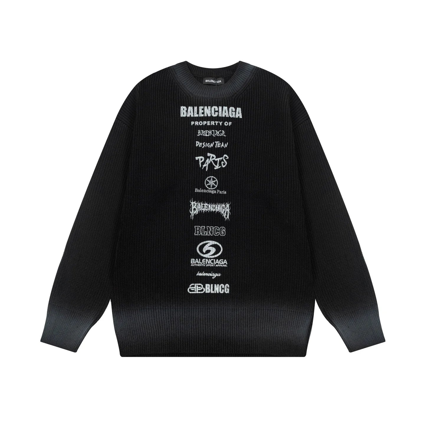 BALENCIAGA || Balenciaga Paris All Over Print Black Pullover