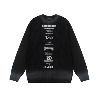 BALENCIAGA || Balenciaga Paris All Over Print Black Pullover