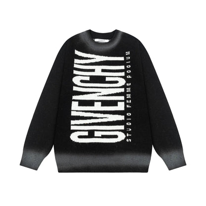 GIVENCHY || Branded Black Cotton Logo Knit Pullover